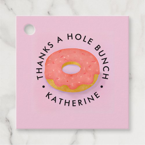 Personalized Cute Pink Donut Thanks a hole Bunch Favor Tags
