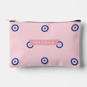 Personalized Cute Pink Evil Eye Custom Gift Accessory Pouch