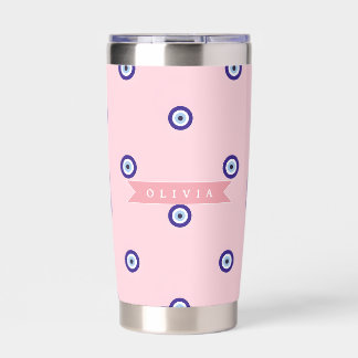 Personalized Cute Pink Evil Eye Custom Gift Insulated Tumbler
