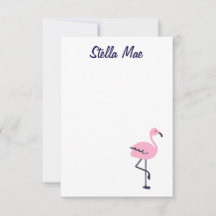 Personalized cute pink flamingo notecard