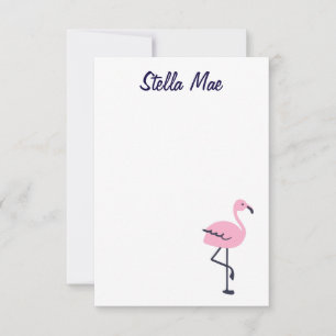 Personalized cute pink flamingo notecard