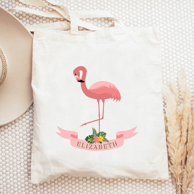 Personalized Cute Pink Flamingo  Tote Bag (Creator Uploaded)
