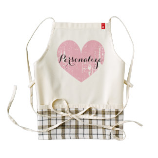 Personalized cute pink heart apron for women