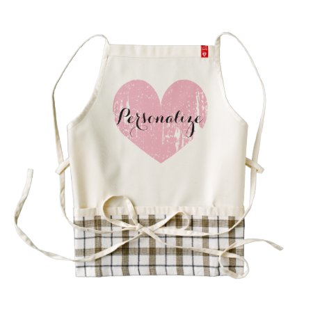 Personalized Cute Pink Heart Apron For Women