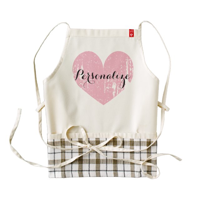 Personalized cute pink heart apron for women (Front)