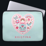 Personalized Cute Pink Heart Nesting Doll Laptop Sleeve<br><div class="desc">A pretty teal and pink matryoshka nesting doll laptop sleeve. So fun for back to school!  Personalize it with your name or give it as a gift. Designed for you by Blackberry Boulevard.</div>