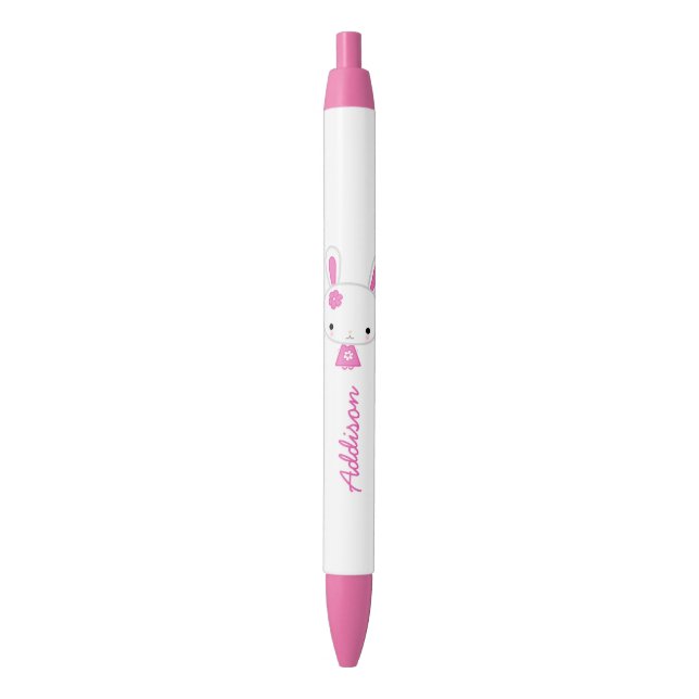 Personalized Cute Pink Kawaii Bunny Pink Pen (Front Vertical)