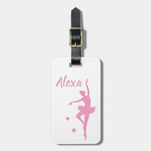 Personalized Cute Pink Kids Ballerina luggage tag