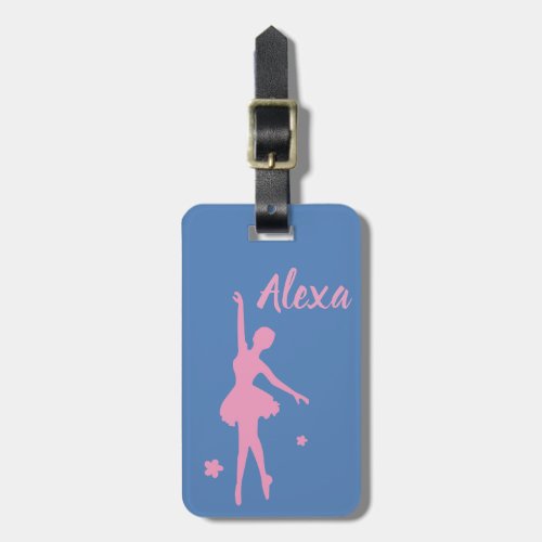 Personalized Cute Pink Kids Ballerina luggage tag