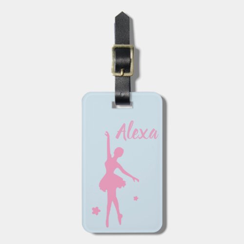 Personalized Cute Pink Kids Ballerina luggage tag