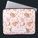 Personalized Cute Pink Mermaid Laptop Sleeve<br><div class="desc">A cute pink mermaid pattern decorates this laptop sleeve. Personalize it with your name. Makes a fun gift for a girl. Designed for you by
Blackberry Boulevard.</div>