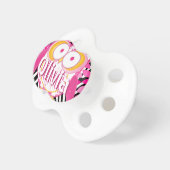 Personalized Cute Pink Modern Girl Owl Pacifier (Front Right)