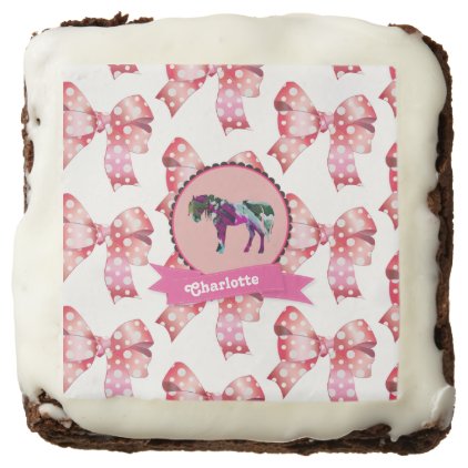 Personalized Cute Pink Modern Pony Chocolate Brownie