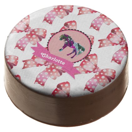 Personalized Cute Pink Modern Pony Chocolate Dipped Oreo