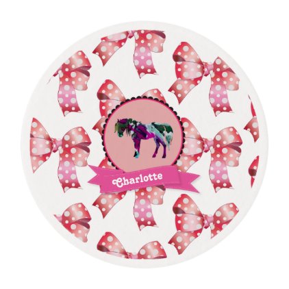 Personalized Cute Pink Modern Pony Edible Frosting Rounds