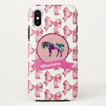 Personalized Cute Pink Modern Pony iPhone X Case