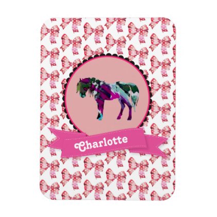 Personalized Cute Pink Modern Pony Magnet