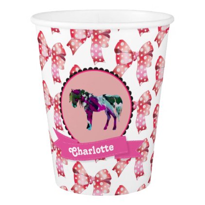 Personalized Cute Pink Modern Pony Paper Cup