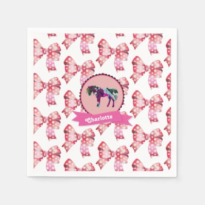 Personalized Cute Pink Modern Pony Paper Napkin