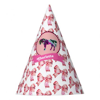 Personalized Cute Pink Modern Pony Party Hat