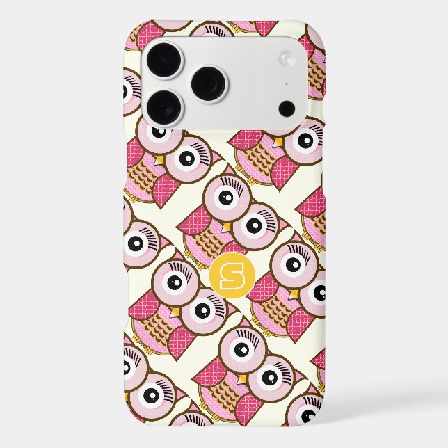 Personalized Cute Pink Owl Art Pattern Case-Mate iPhone Case (Back)