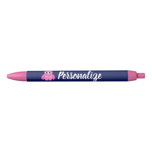 Personalized cute pink owl bird girl's writing pen (Front)