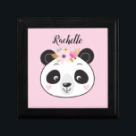 Personalized Cute Pink Panda Face Jewelry Box<br><div class="desc">A cute pink personalized panda jewelry box. Pretty pink background with a girly panda face on front. Personalize it with your name. Designed for you by Blackberry Boulevard.</div>