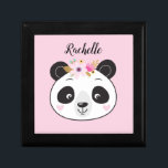 Personalized Cute Pink Panda Face Jewelry Box<br><div class="desc">A cute pink personalized panda jewelry box. Pretty pink background with a girly panda face on front. Personalize it with your name. Designed for you by Blackberry Boulevard.</div>