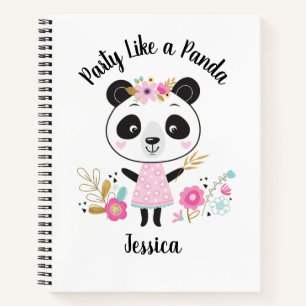 Personalized Cute Pink Panda Notebook