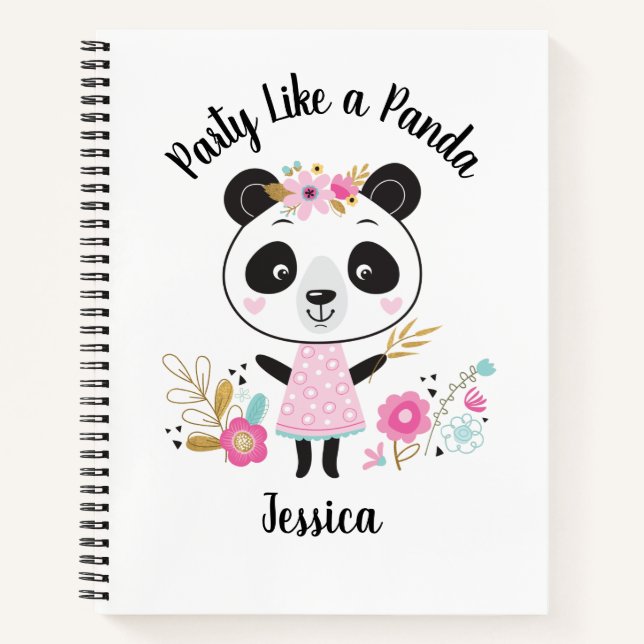Personalized Cute Pink Panda Notebook (Front)