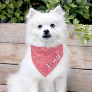 Personalized Cute Pink Pattern Pet Bandana Collar