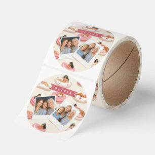 Personalized Cute Pink Pool Float Summer Aesthetic Classic Round Sticker