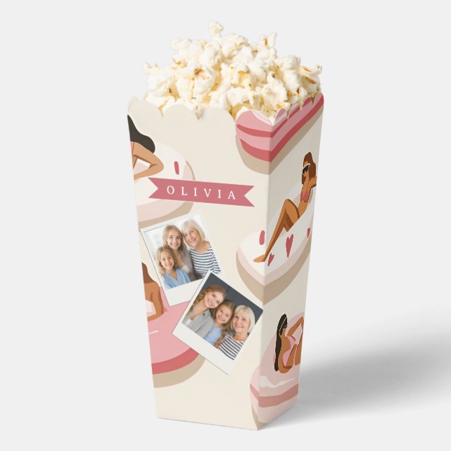 Personalized Cute Pink Pool Float Summer Aesthetic Favor Boxes (Popped)