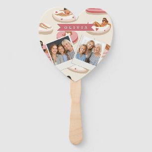 Personalized Cute Pink Pool Float Summer Aesthetic Hand Fan