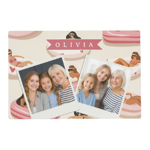 Personalized Cute Pink Pool Float Summer Aesthetic Placemat