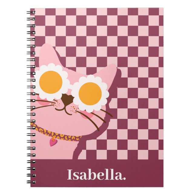 Personalized Cute Pink Spiral Notebook (Front)