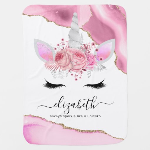 Personalized Cute Pink Unicorn Baby Blanket Zazzle
