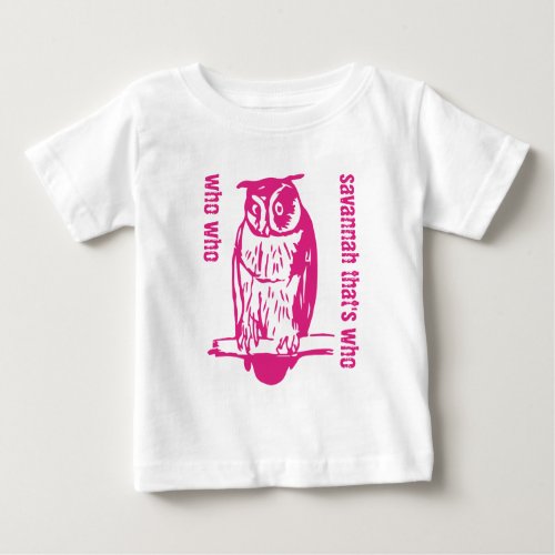 Personalized Cute Pink Who Who Owl T_shirt