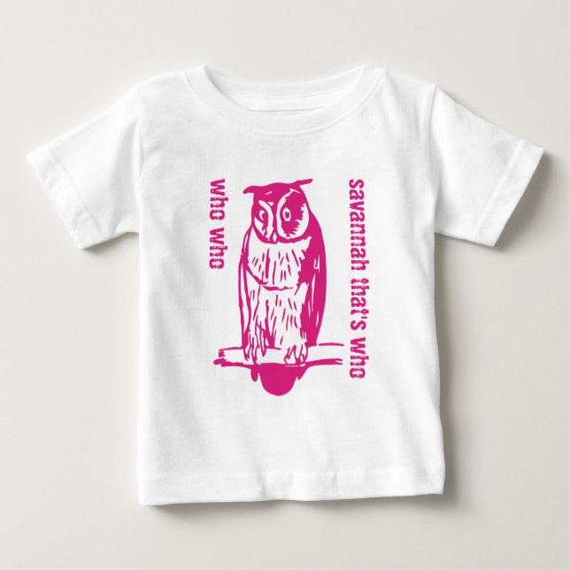 Personalized Cute Pink Who Who Owl T-shirt (Front)