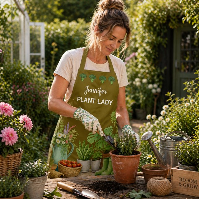Personalized cute Plant Lady garden Apron (Personalized cute Plant Lady garden Apron. For garden lovers and gardeners.)