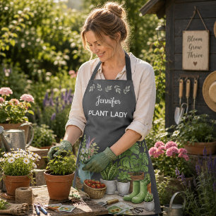 Personalized cute Plant Lady garden gray Apron