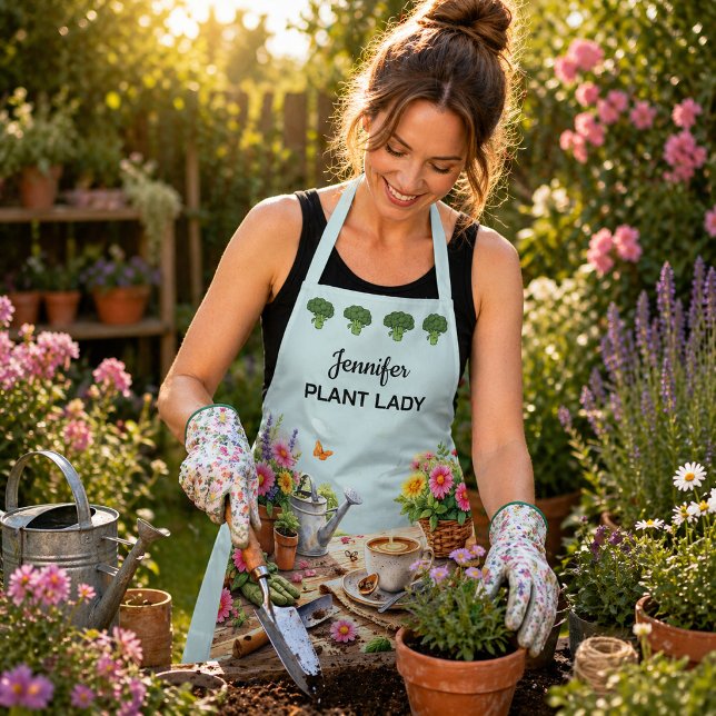 Personalized cute Plant Lady garden lover Apron (Modern trendy personalized Plant Lady apron. For gardeners, garden lovers and plant lovers.)
