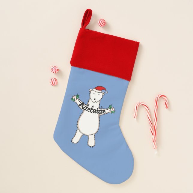 Personalized Cute Polar Bear Christmas Stocking (Front)