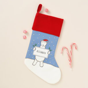 Personalized Cute Polar Bear Christmas Stocking