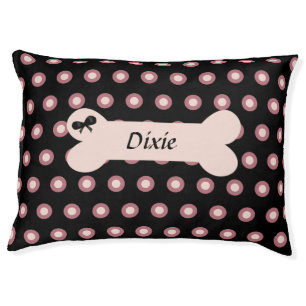 Personalized Cute Polka Dot Dog Bed with Bone