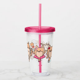 Personalized Cute Pom Assorted Fun Acrylic Tumbler