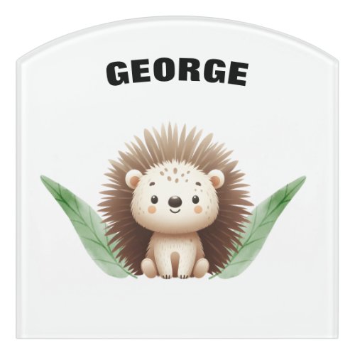 personalized cute porcupine baby door sign
