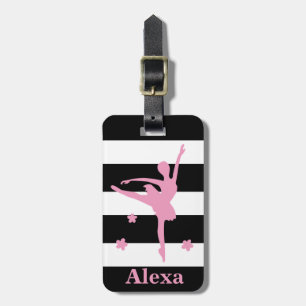 Personalized Cute pretty ballerina stripes Luggage Tag