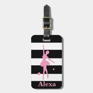Personalized Cute pretty ballerina stripes Luggage Tag