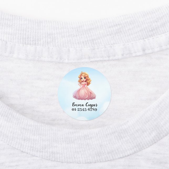 Personalized Cute Princess,Name,Phone number Kids' Labels (Affixed)